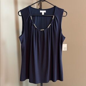 Charter Club Women’s Size 0X Deepest Navy Sleeveless Global Chic Macy’s Blouse